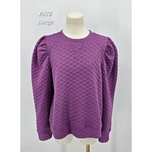 Fate Quilted Puff Sleeve Sweatshirt – Size Large (Dusty Orchid)